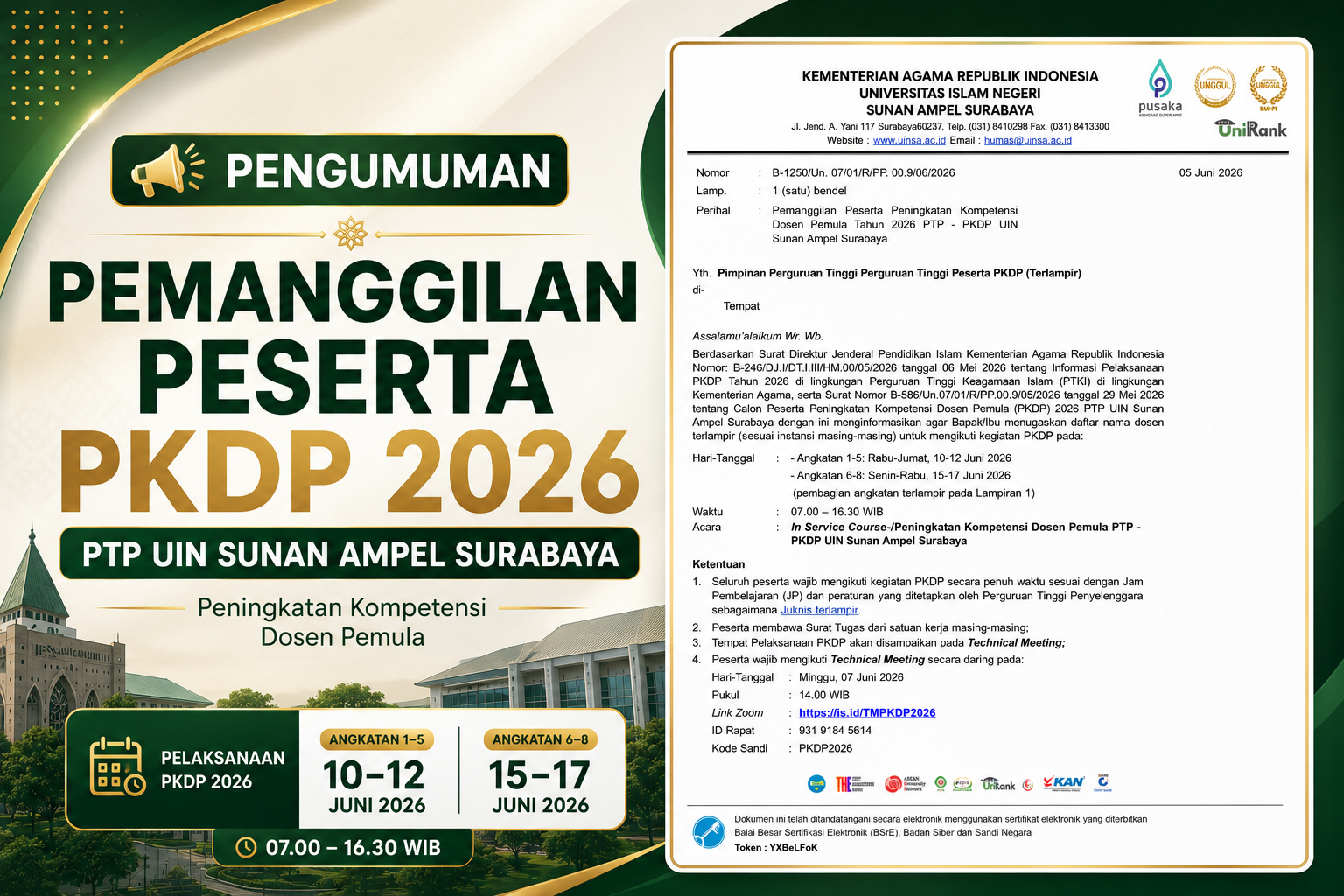 Pemanggilan Peserta PKDP Tahun 2026 PTP UIN Sunan Ampel Surabaya